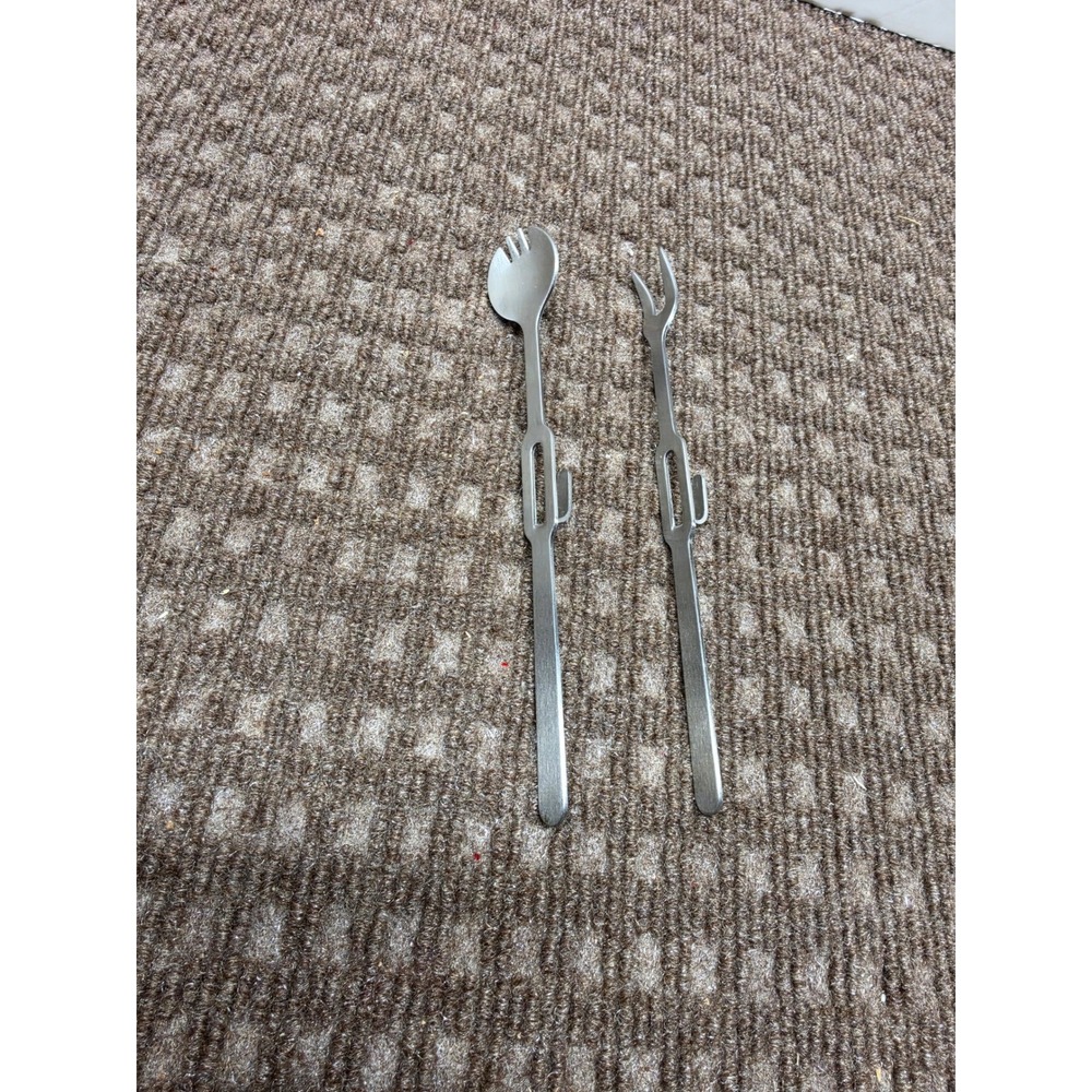 Stainless Steel Pickle Jar Fork and Spoon Set with Jar Rim Hooks 2 Piece